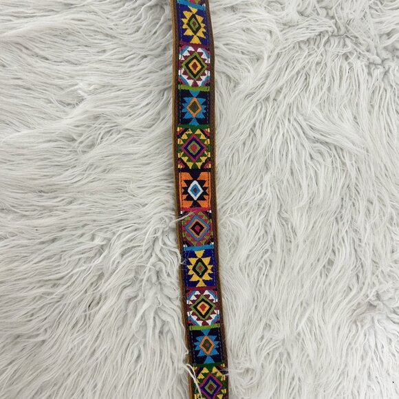 Arloom Handwoven Leather Rancho Ring Belt Maya Guatemala Colorful Boho 40” Long - Picture 4 of 7